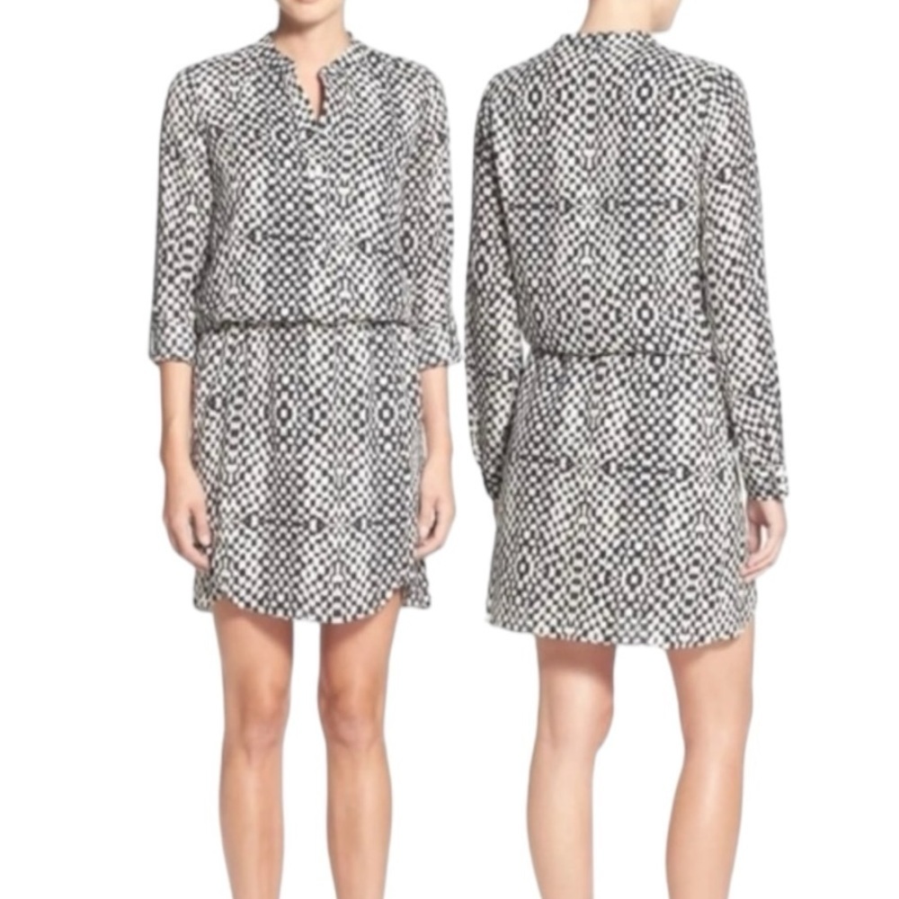 Sam Edelman Black White Abstract Mini Tunic Dress | Size XS | NWT